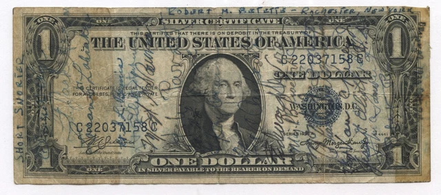 Great WW2 Short Snorter on 1935A $1 Note
