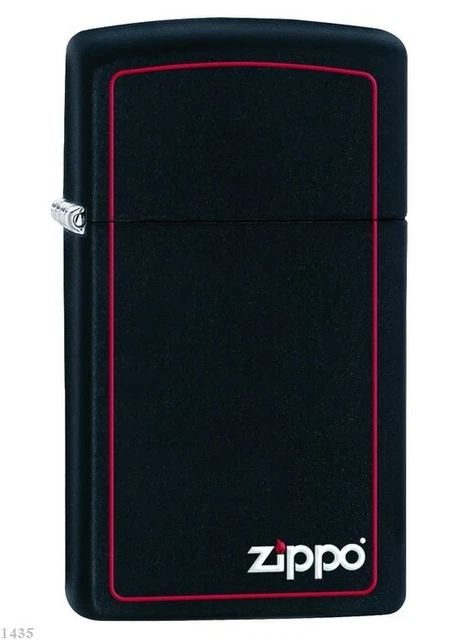 ZIPPO ★ BLACK MATTE RED BORDER & LOGO (Slim size)
