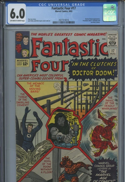 1963 Marvel Fantastic Four #17 Doctor Doom App.  J.f.k. Cameo Cgc 6.0 Ow-W