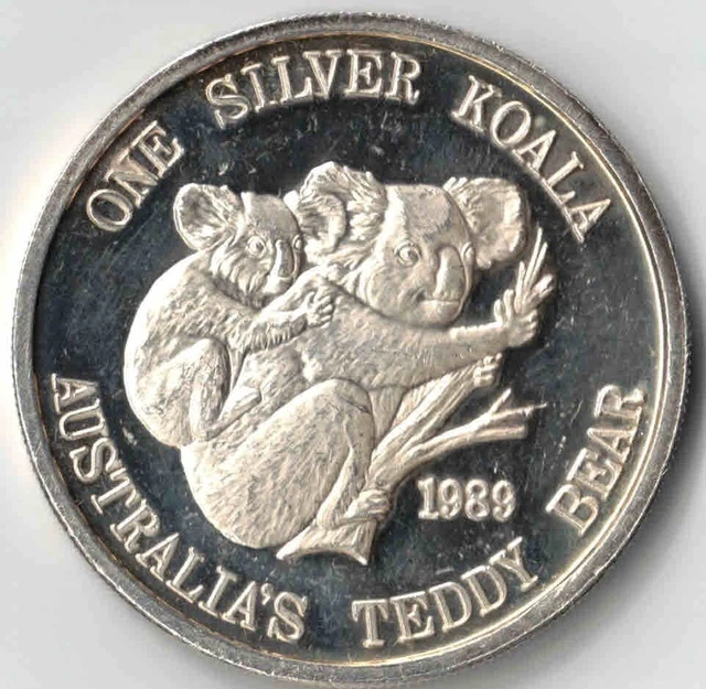 One Silver Koala Australia's Teddy Bear 1 Oz .999 Fine Silver Round