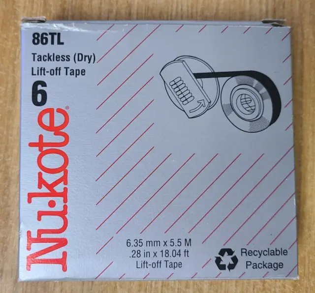 Nukote 86TL Universal Tackless Dry Lift Off Tape Correcting - 6 Pack