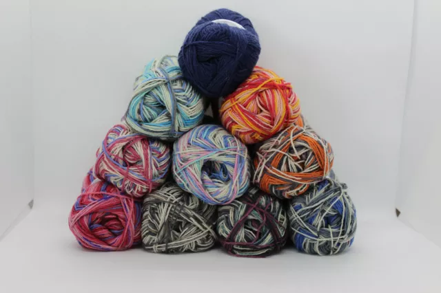 Sockenwolle 50g  UNI und BUNT 4 FACH 10 Farben Sockenwolle stricken Rikelia