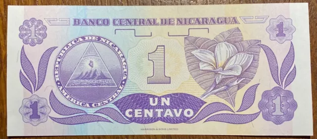 Nicaragua Superbe Billet De 1 Centavo (Bill 94)