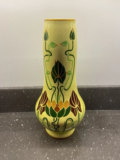 Vers 1920 art nouveau art deco Sublime Grand vase céramique Sarreguemines Lotus 3