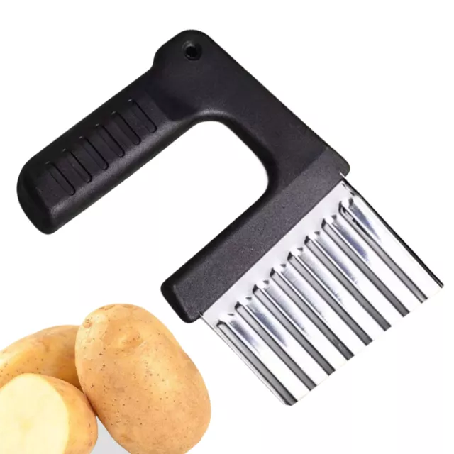 Potato Chip French Fry Slicer Crinkle Wavy Cutter knife Tool Stainless Steel