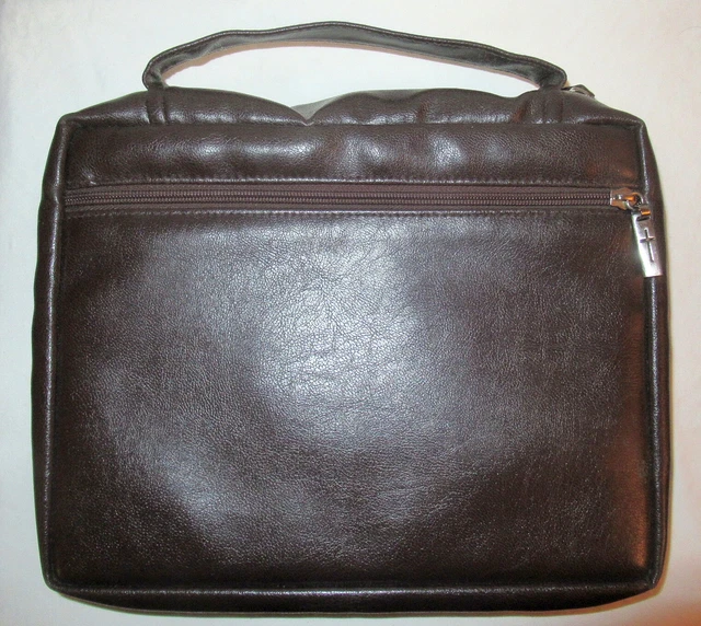 Bible Book Cover, Brown Imitation Leather with Cross Dongle, by Gregg, Size XXL
