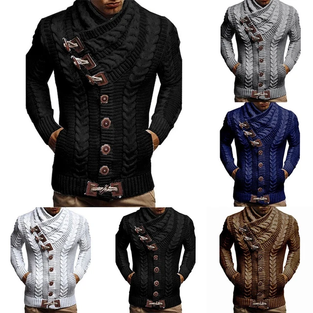 Pull d'hiver à capuche tricoté pour hommes tendance cardigan d'hiver tricoté