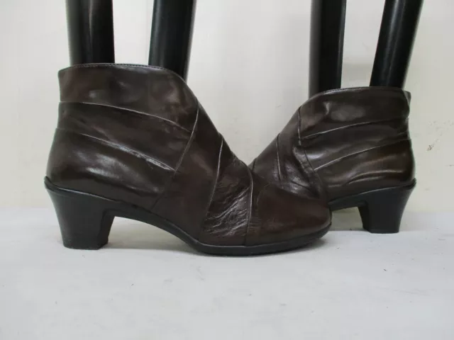 Earth Spirit Flora Brown Leather Zip Ankle Boots Womens Size 10