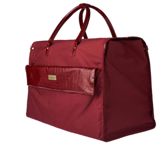 Samantha Brown Croco Detail Large Weekender Travel DUFFLE Luggage- Burgundy