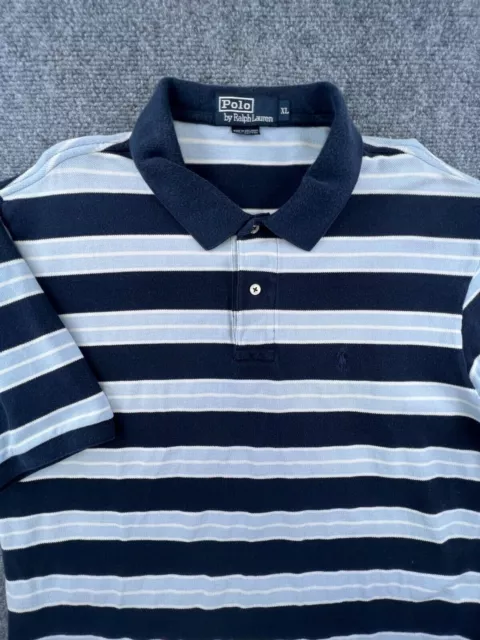POLO RALPH LAUREN Short Sleeve Polo Shirt Cotton Men’s Striped XL Blue ...