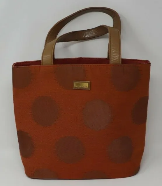 Jim Thompson Women's Large Handbag Purse Orange Brown Polka Dots ***READ