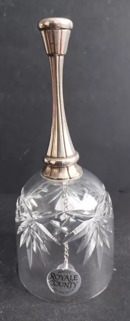 Vintage Royale County Hand Cut 24% Lead Crystal Bell With Silver Plated Top.