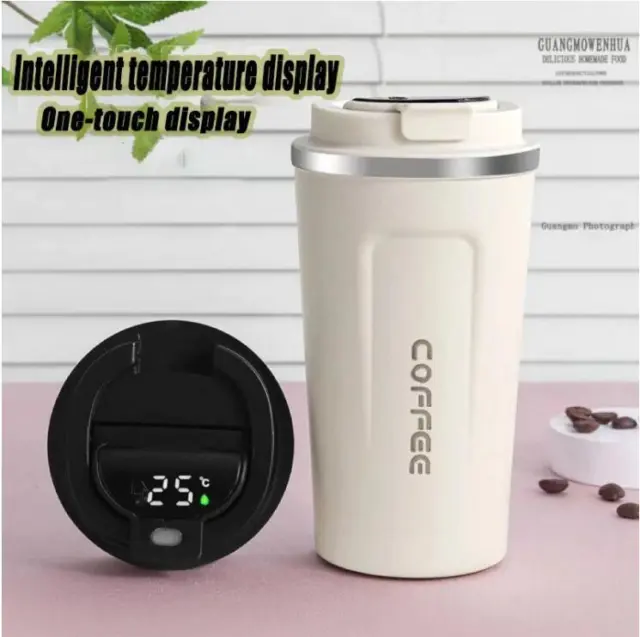 new Insulated Coffee Mug Cup Travel Thermal Stainless Steel Temperature Display 3