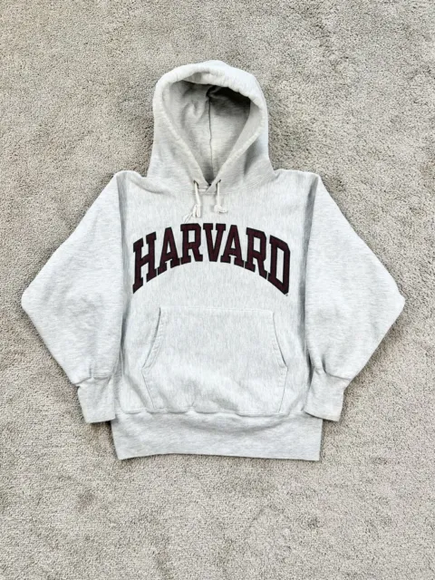 VINTAGE 90S CHAMPION Reverse Weave Hoodie Harvard Made In USA Size