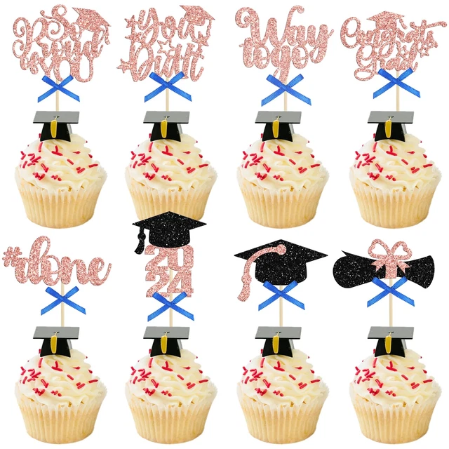 GYUFISE GRADUATION CUPCAKE Toppers 2024 Graduation Picks Graduation Hat
