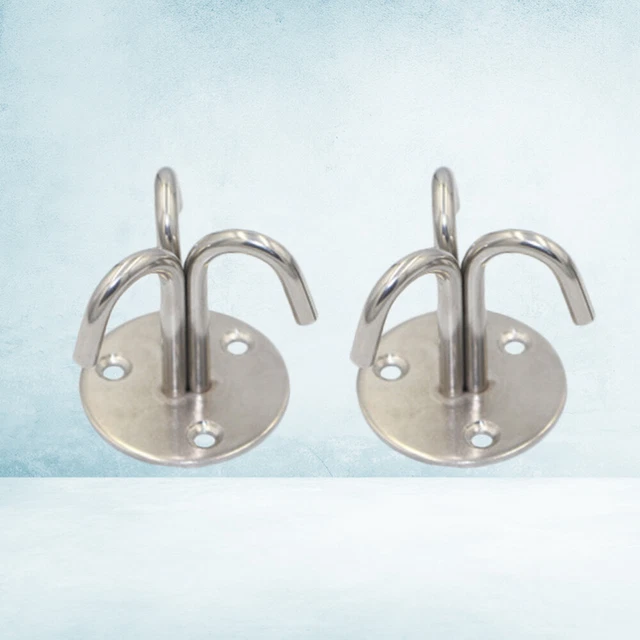 2 Pcs Overhead Hooks Wall Mounted Clothing Rack Stainless Steel