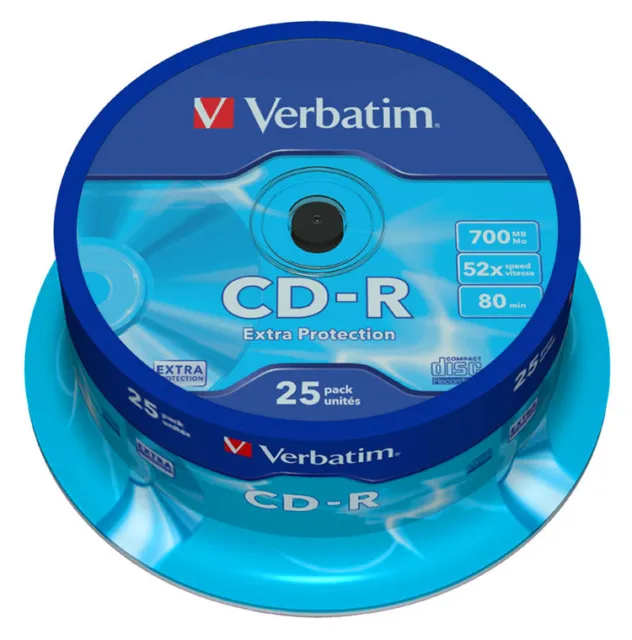 25 Verbatim CD Vierges 700 MB (80 Min) Cd-R 52x Compartiment