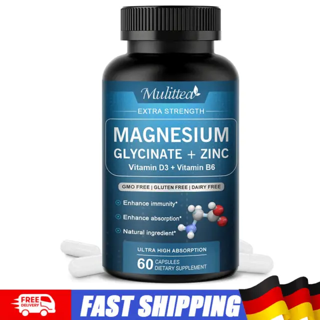 500MG Magnesium Glycinat Hohe Absorption,Verbesserter Schlaf,Stress & Angstabbau