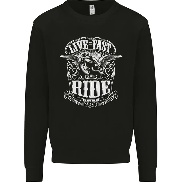 Live Fast Ride Motorbike Motorcycle Biker Mens Sweatshirt Jumper