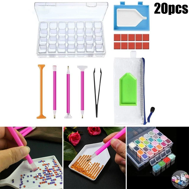 20 piezas herramienta de pintura 5D con almacenamiento en rejilla pinzas para lápiz pegajosas multicolor
