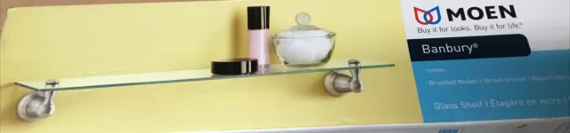 MOEN Banbury 22,75 in. Estante de vidrio W en níquel cepillado