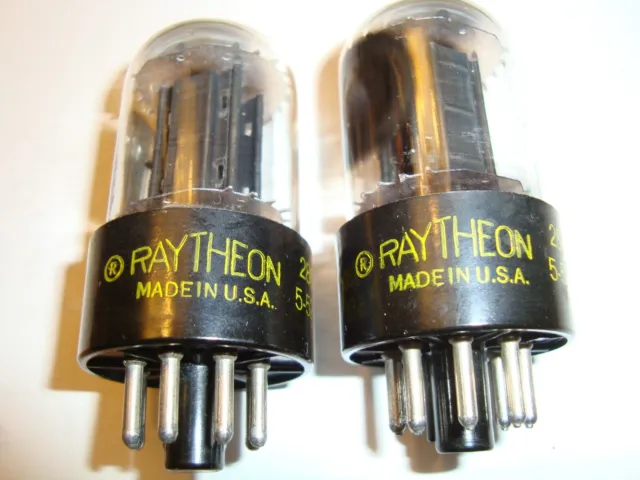 One Pair of 6SN7GTB Tubes, Black Plate, Raytheon, NOS Ratings