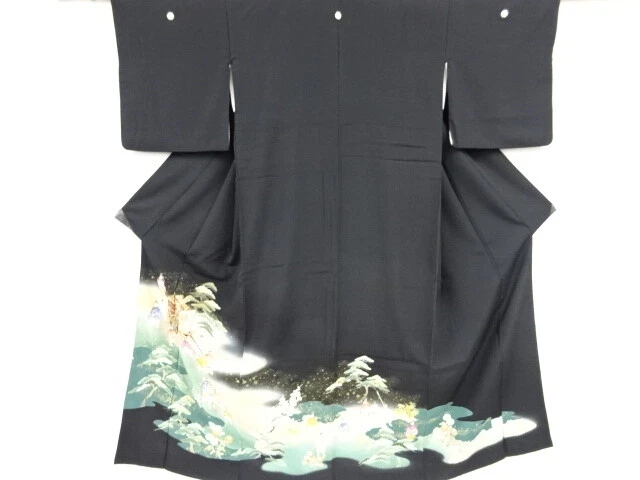 40419# Japanese Kimono / Antique Tomesode / Juko-Ori / People In The Past