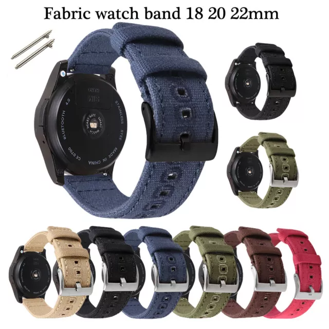 Sport Weave Nylon Watch Band 18mm 20mm 22mm Retro Strap Quick Release Pins Belt