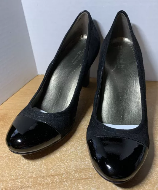 Naturalizer Grace Black Patent Toe and Shimmering Classic Heels Pumps 7 M