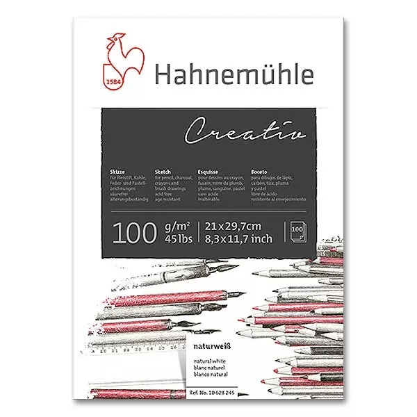 (0,12€/Blatt) Skizzenblock Creativ A4 100g/m² weißes Zeichenpapier, 100 Blatt