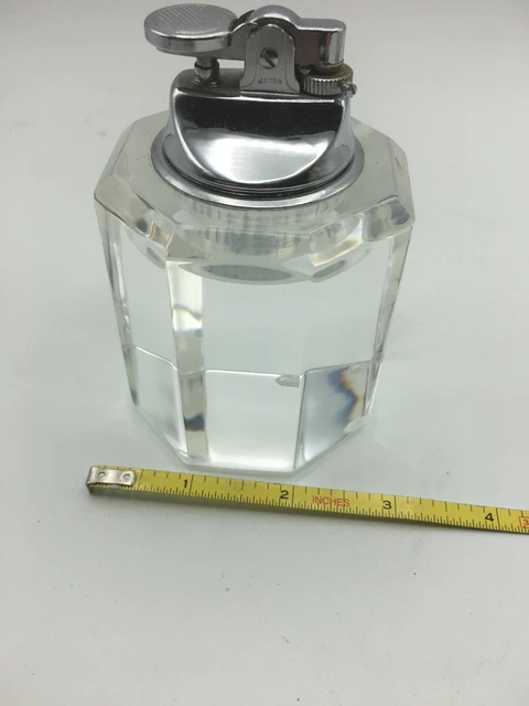 Clear Small Acrylic Cigarette Lighter Chrome Beautiful Decorative Unique JAPAN