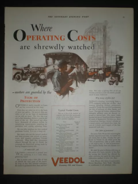 1926 VEEDOL OIL and GREASES BIG ROCK PINE SPRINGS BUS GARAGE art trade print ad