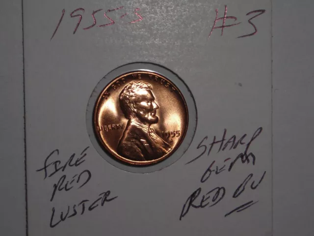 wheat penny 1955S SHARP GEM RED BU LINCOLN CENT 1955-S GEM UNC LOT #3