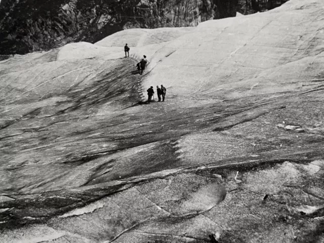 FRANCE Chamonix Mer de glace Alpinistes c1905 Photo Stereo Vintage 