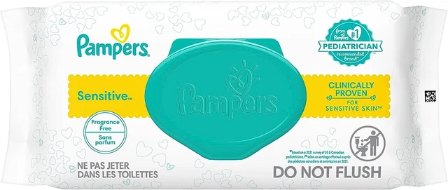 Toallitas para bebé Pampers sensibles al agua hipoalergénicas y sin perfume, 56 unidades