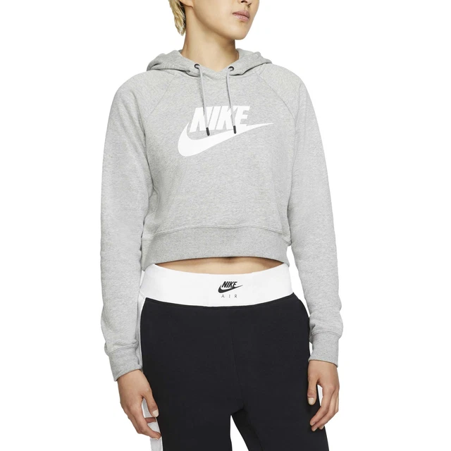 Nike Felpa da Donna con Cappuccio Cropped Essential Grigia Taglia S Cod CJ632...