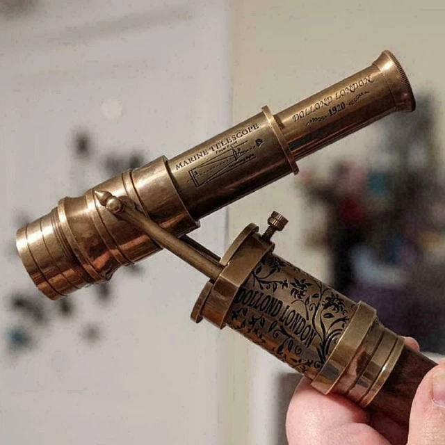 Canne / Bâton De Marche Vintage Avec Télescope Caché - Laiton Et Bois - Style Victorien - Environ 99 Cm