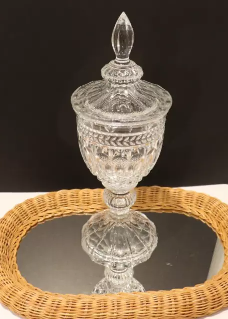 Bombay Spectular Large 16 In Pressed Glass Covered Footed Compote Almost 7 Lbs