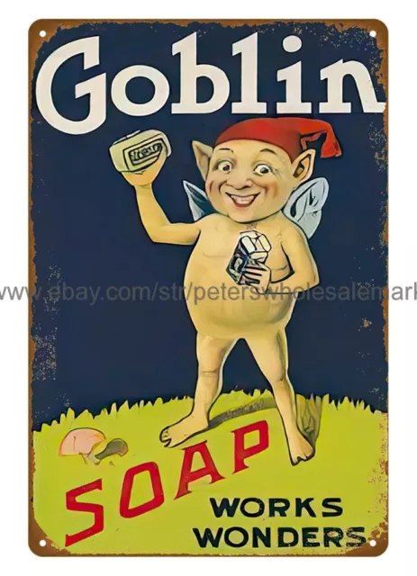 Goblin Soap works wonders metal tin sign bedroom bar club shop design