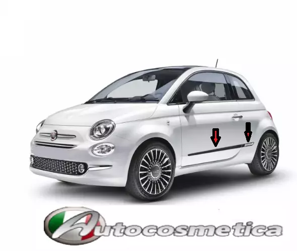 Schutz Leisten 4 Leibriemen Türen 3D Kunststoff Schwarz für Fiat 500 2007+2023