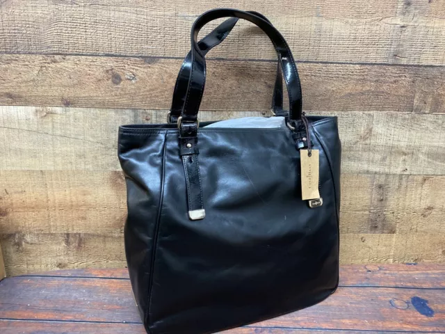 Cole Haan Kendra Black Leather Tote Messenger Purse Handbag MSRP $398