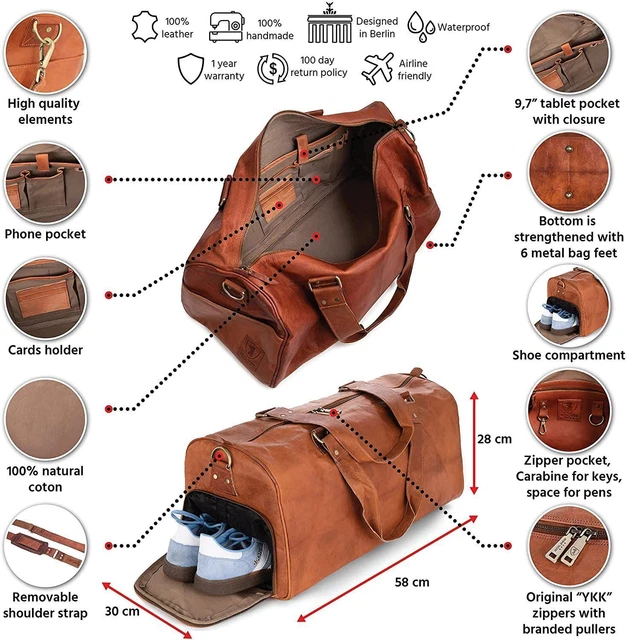 Sac de voyage en cuir fait à la main pour chaussures de voyage 2