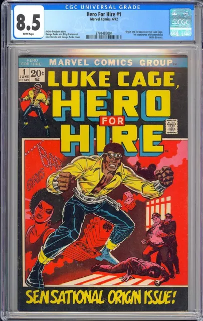 Hero for Hire #1 Origin & 1st App. Luke Cage Bronze Age Marvel 1972 CGC 8.5