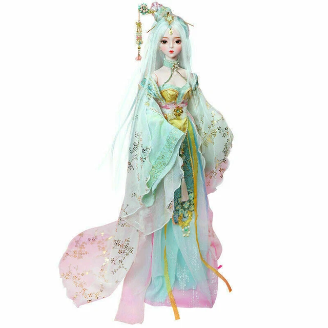 1/3 bambola BJD ragazza 60 cm giunto palla + trucco viso + occhi + parrucca + set completo vestiti 12