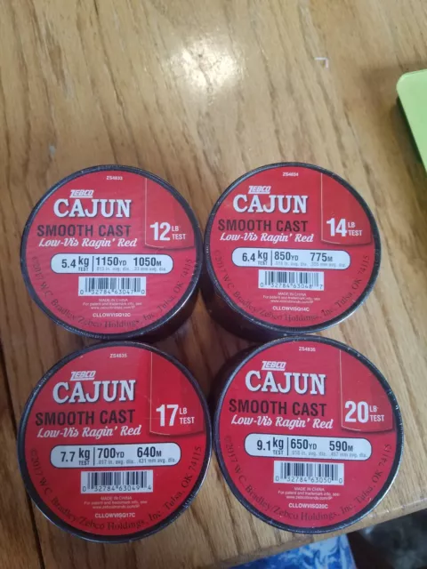 Zebco Cajun Smooth Cast Low-Vis Ragin Red Fishing Line 12 14 17 20 lb NEW!