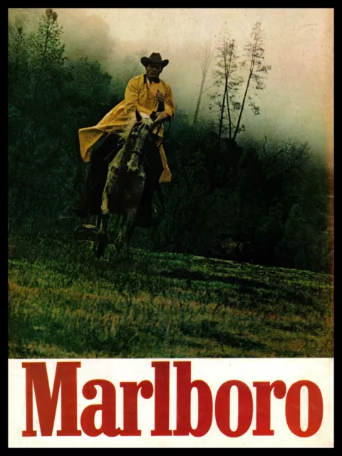 1970 Marlboro Cigarettes Cowboy Hat Horse Duster Jacket Vintage Print Ad
