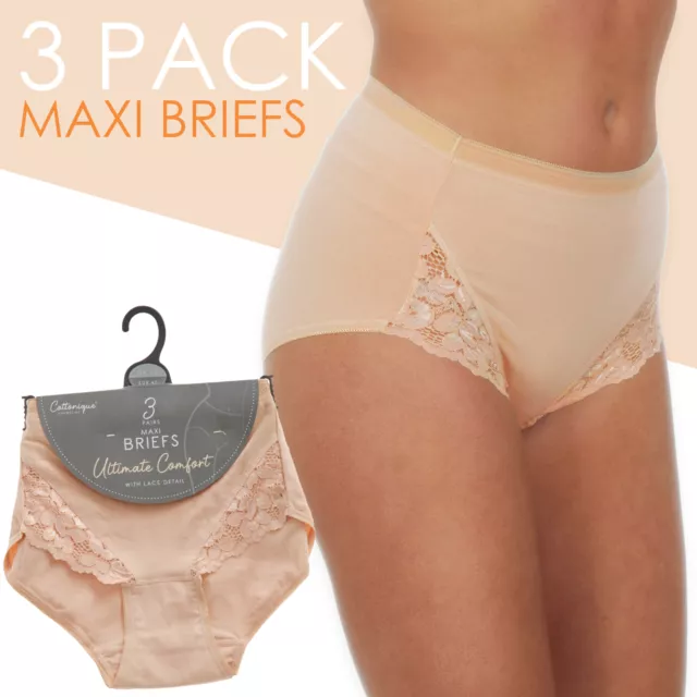 3 PACK HIGH Waisted BRIEFS Floral Lace LADIES