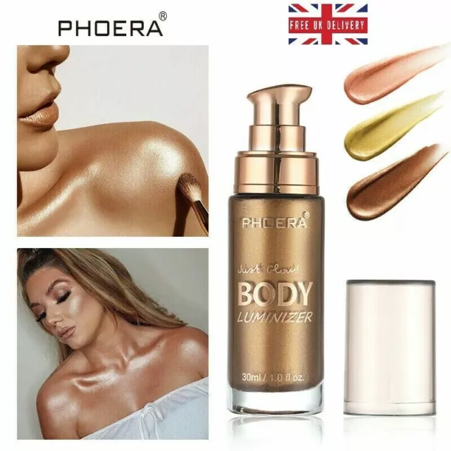 Phoera Body Luminizer Bronzer Tan Gloss Makeup Face Shimmer Moisturize Uk