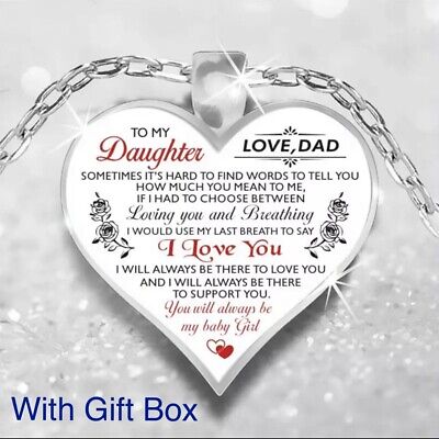 To My Daughter Love Dad Father & Daughter Heart Rose Necklace 23"  N103
