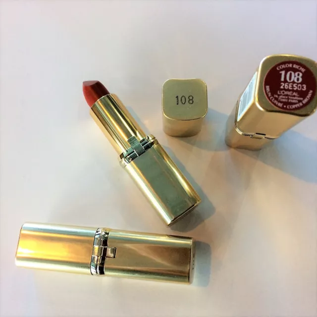 1Pz Color Riche L'oreal 108 Brun Cuivre' Copper Brown Lipstick Rossetti Stock